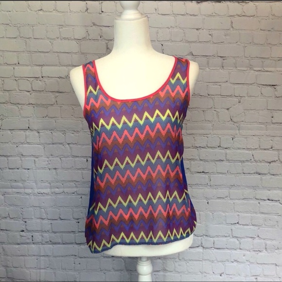 Daytrip Tops - Daytrip Chevron semi sheer tank